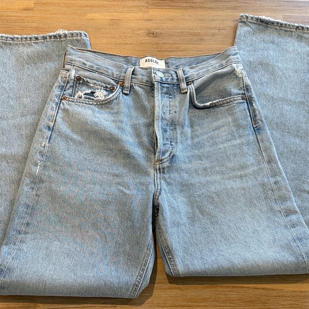 Agolde Women's High Rise Jeans in Light Blue